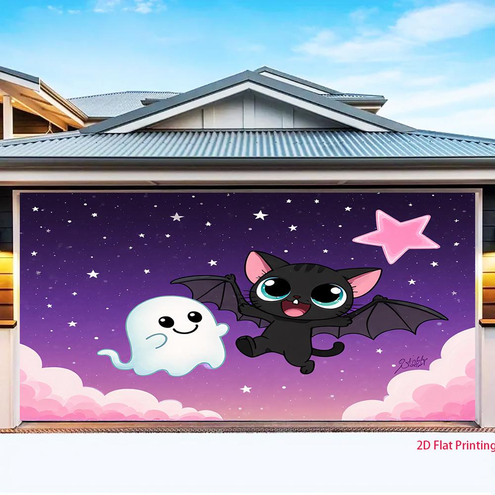 2D flat, background cloth for bats and ghosts traveling through the starry sky, suitable for holiday parties, polyester fiber