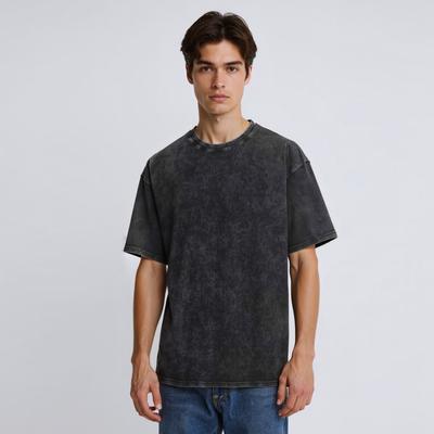 Men Vintage Washed Solid T - Shirts Cotton 2025 Summer Brown Loose Short Sleeve O - Neck Tees Tops