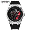 Sanda Men's Waterproof Alloy Car Wheel Design Silicone Wristwatch