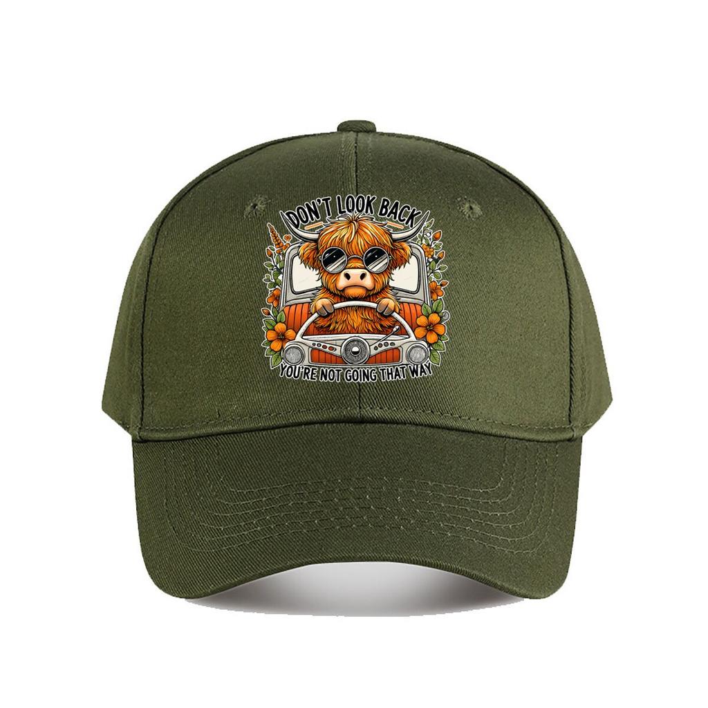 Funny Highland Cow Vintage Graphic Baseball Cap Fashion Unisex Sunhat Womens Outdoor Sports