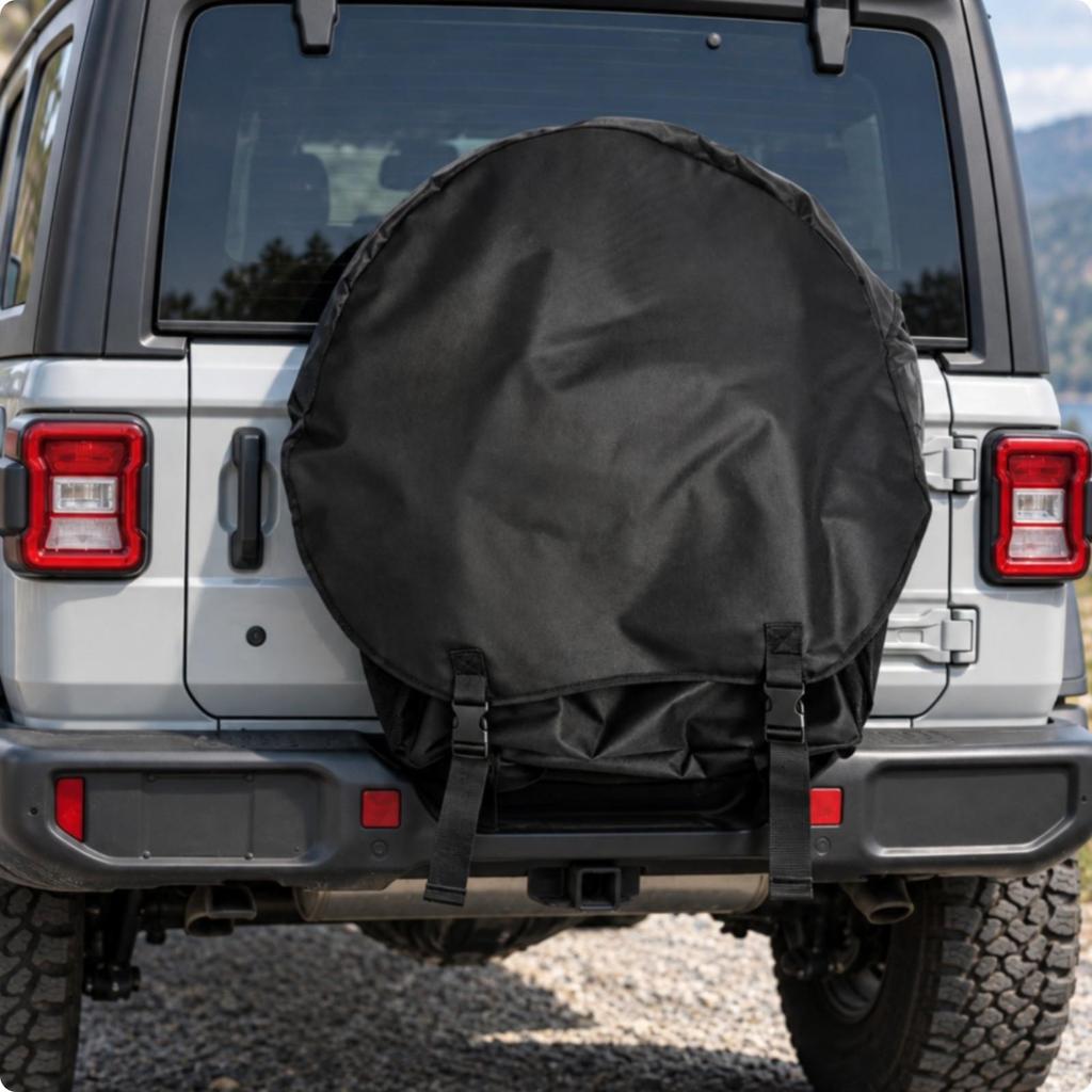 Hanging Spare Tire Cover with Storage Compartment Waterproof Mounted Protector Bag