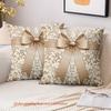 1 Pieces Elegant Patterned Pillows with Ribbon Bow Decor Polyester pillowcase, sofa decorative cushion cov Headboard Pillow