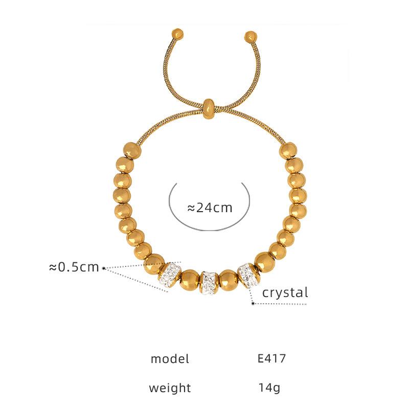 Adjustable Summer Beaded 18K Gold Plated Titanium Stainless Steel Waterproof Tarnish Free Jewelry Bracelets for Women Para Mujer