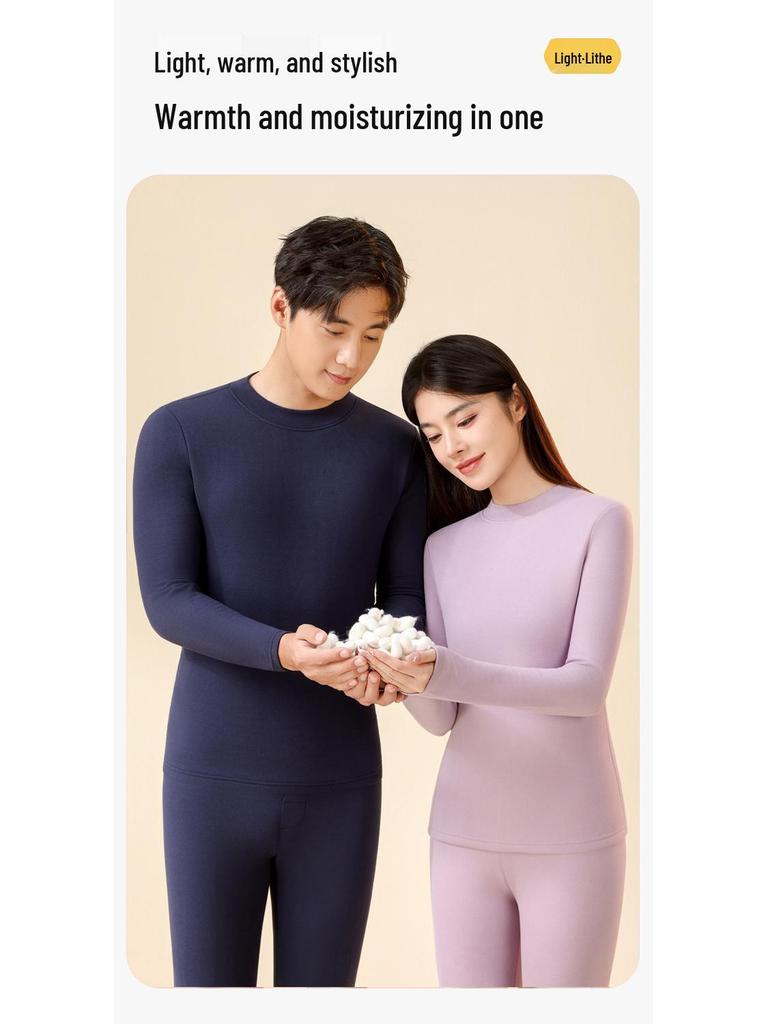Lyocell Tencel Warm Fleece-Lined Underwear Set for Waist & Abdomen Protection (Long Sleeve Top & Bottom)