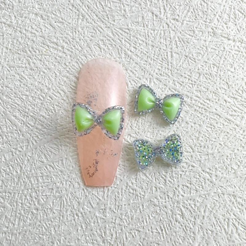 30 Pcs/Bag Luminous Super Flash 3D Bow Nail Art Jewelry Cute Bow Nails Decoration  Design Diy Resin Nails Art Accessories