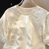 Summer New Short-sleeved Button-down Shirt Silk Fashion Large-size Temperament Shirt Top Women