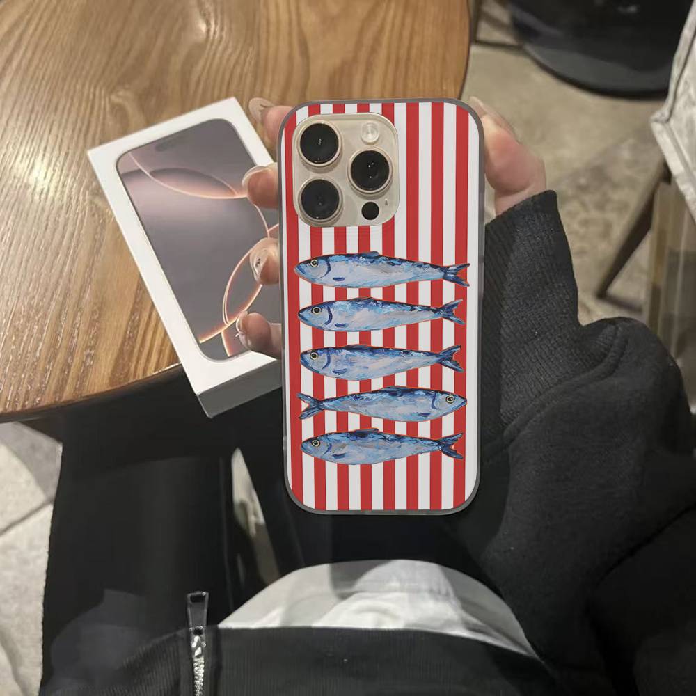 Sardines Soft Corrugated Transparent Phone Case For IPhone 17 15 16 11 12 13 14 Pro Max Plus Pro