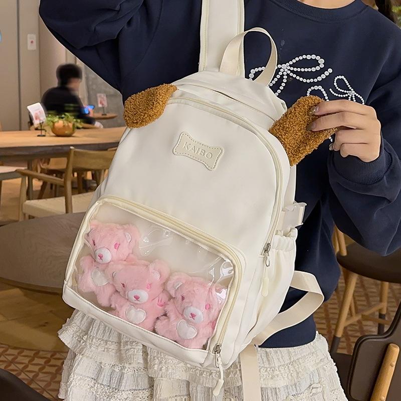 Japanese Two-dimensional Cute Transparent Pain Bag Cute Ins Backpack Middle School Student Schoolbag Women's Casual Backpack