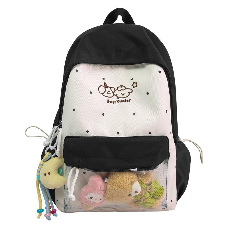 

Новый рюкзак с высокой ценностью, свежий колор-блок, для девочек, в стиле Инс, рюкзак для учеников начальной и средней школы, сумка на двойном плече Single Bag чёрный