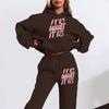 Sports and Leisure Sweater Set Letter Printed Simple Women's Sweater Set Autumn Long Sleeve Hooded Sweatshirt