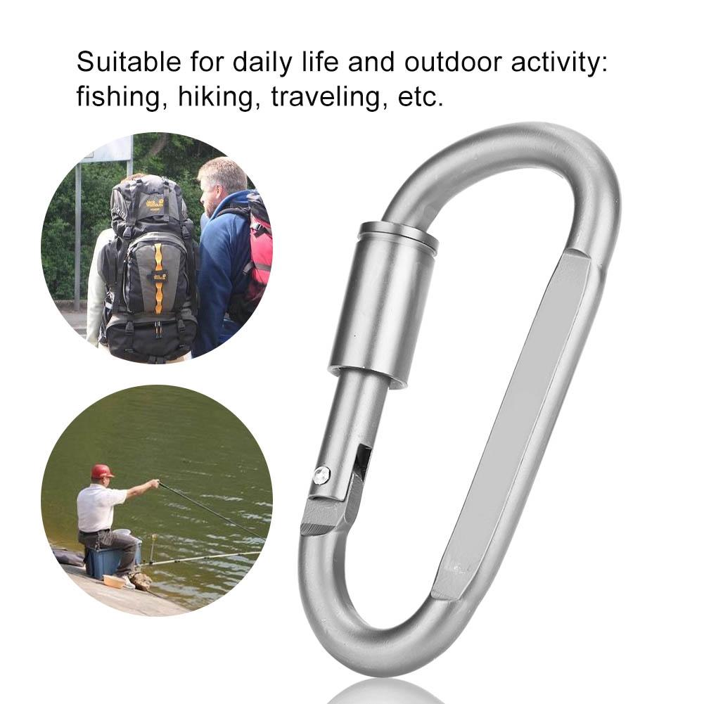 Portable Aluminium Alloy D Ring Carabiner Clip Hook Hiking Buckle Locking Key Chain