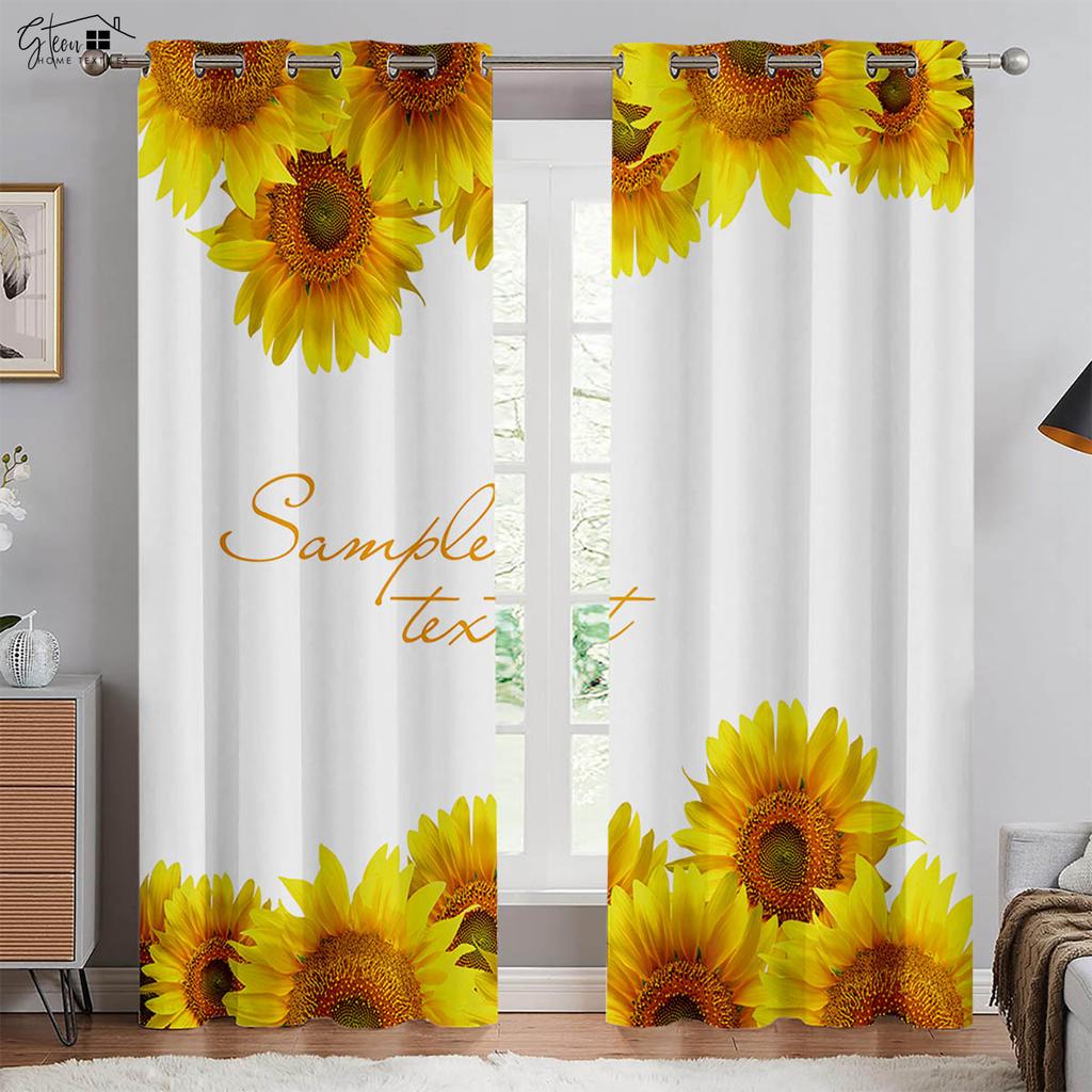 Flower Sunflower 3d Printing Curtain Light Blocking Heat Insulation Curtain Bed Room Living Room Study Light blocking Decoration Drapes