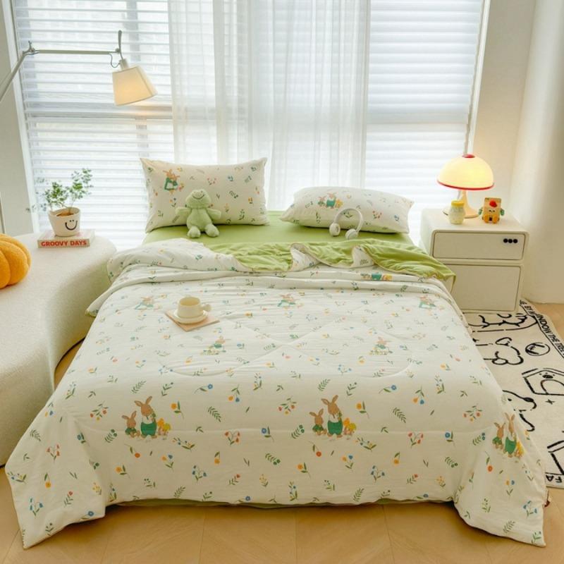 Summer Lightweight Quilt Wrinkle Resistant Washed Cotton All Season Comforter Single Double Bed Air Conditioning Duvet