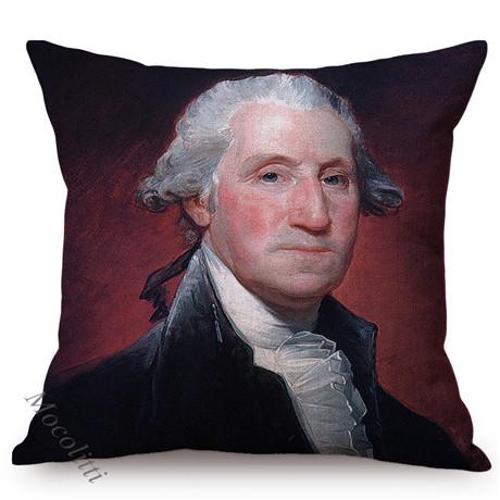 Famous Character George Washington James Madison Portrait Art Home Decoration Sofa Throw Pillow Case Cotton Linen Cushion Cover