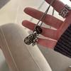 Retro Imitation Grape Stone Pendant Necklace Long Sweater Chain Necklace For Women  Party Jewelry Accessories