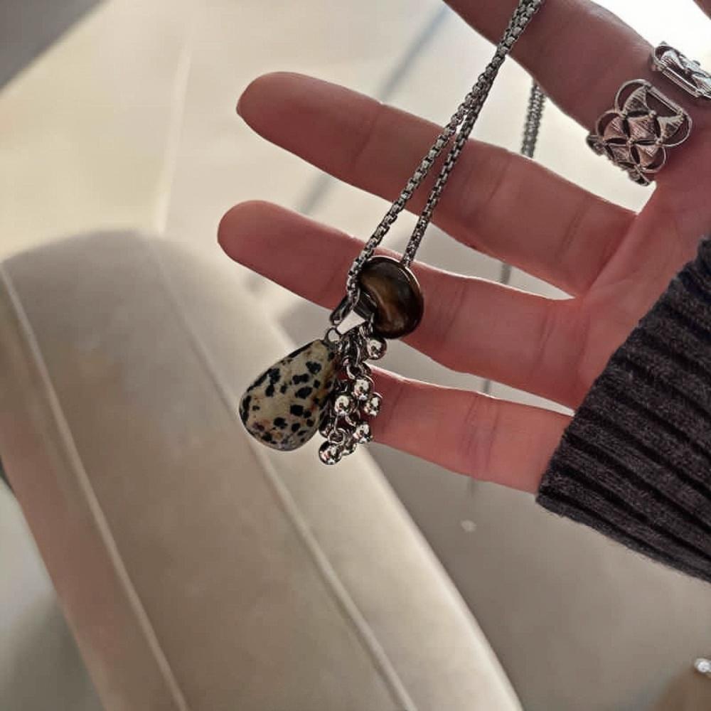 Retro Imitation Grape Stone Pendant Necklace Long Sweater Chain Necklace For Women Party Jewelry Accessories