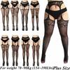 Elastic Large Plus Big Size Black Stockings With Garter Fishnet Pantyhose Over Knee Thigh High Sexy White Tights For Women Xxxxl
