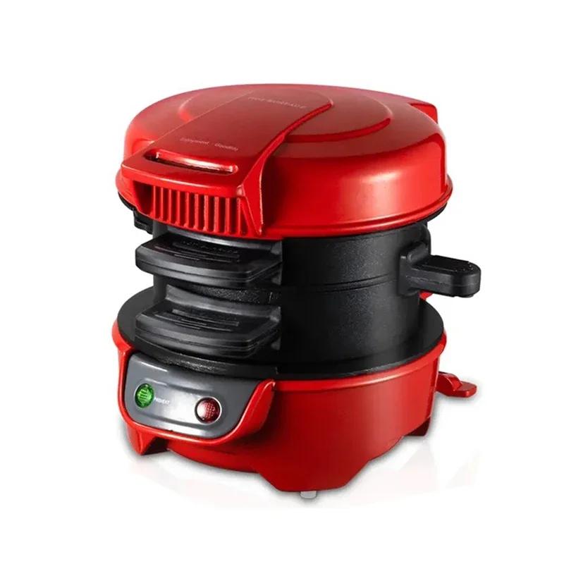 220V Household Breakfast Burger Machine Hamburg Sandwich Maker Bread Muffin Maker Non Maker Stick Plates Electric Burger Maker EU красный