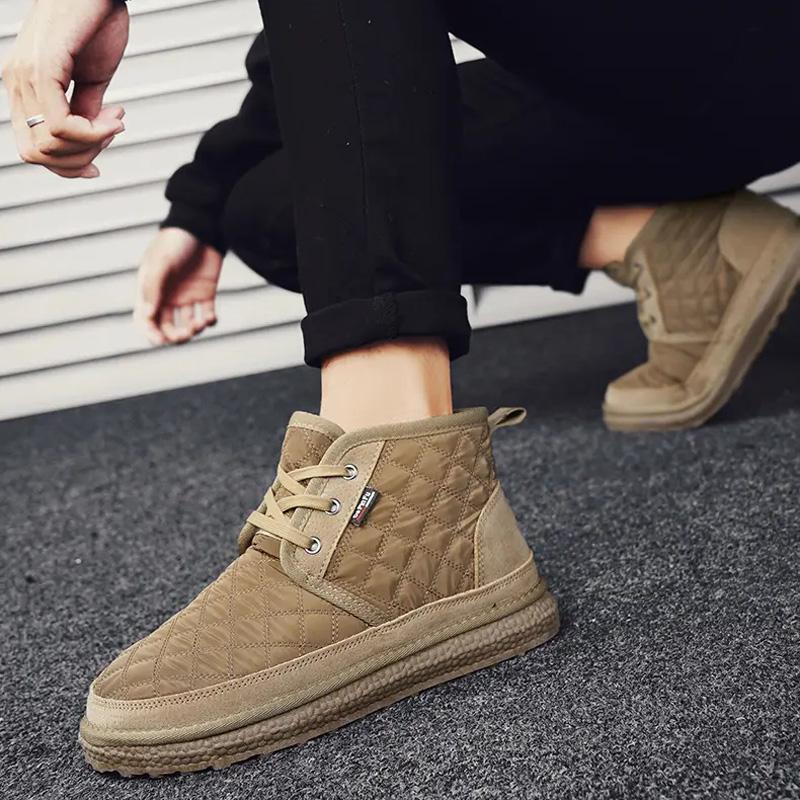 Fashion Men's Winter Plus Velvet Cotton Shoes Lace-up Cold-proof Warm Male Ankle Boots Fashion Casual and Comfortable Outdoor Snow Boots