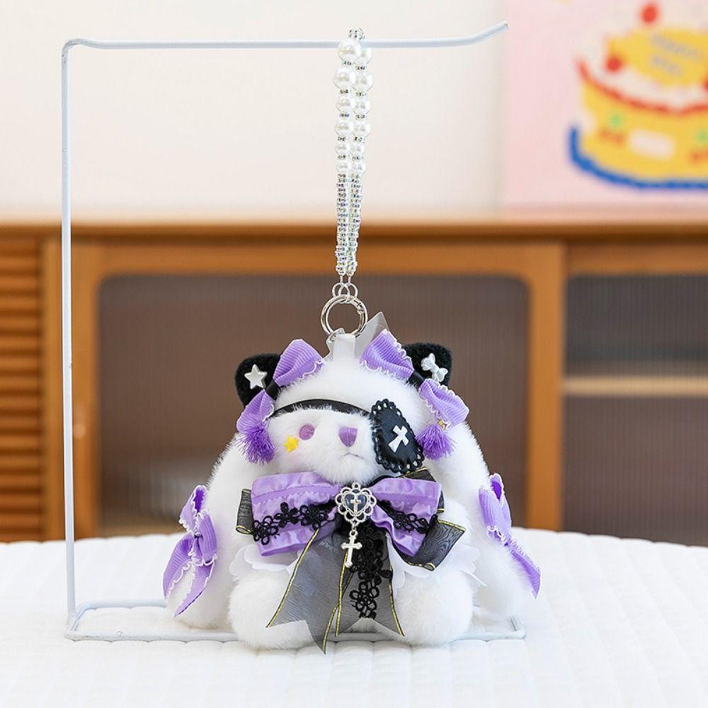 Cartoon Plush Rabbit Keychain Princess Pearl Dress Drooping Ear Rabbit Pendant  Girl's Toy