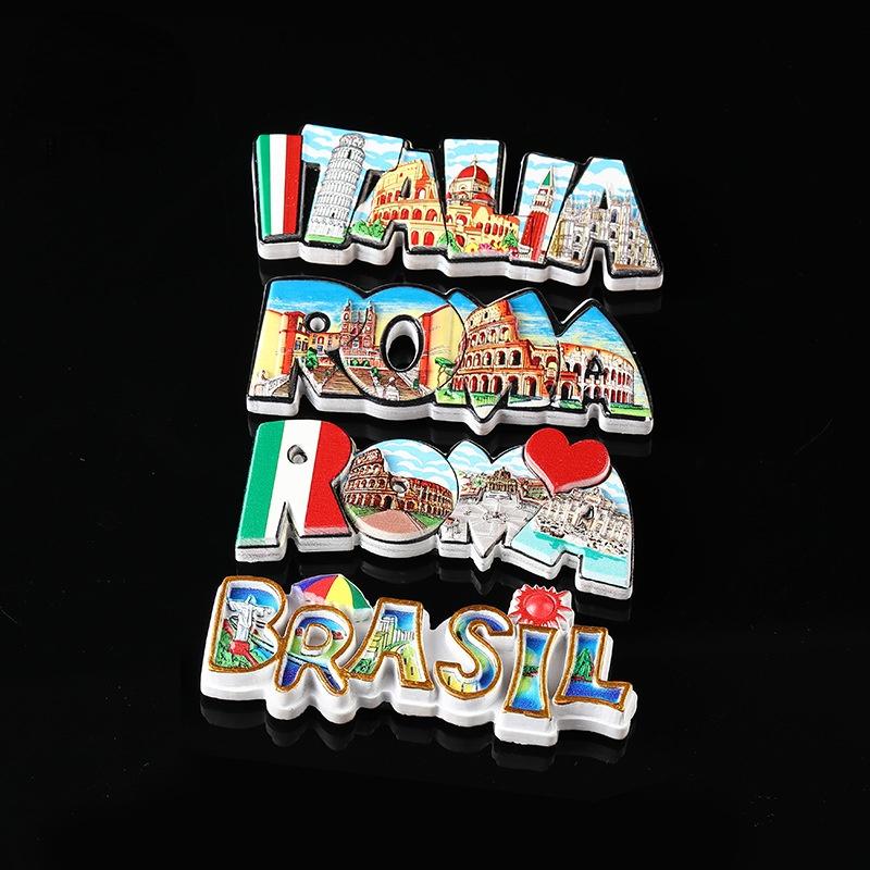 Resin Refrigerator Magnets Roma Itatly Traveling Souvenirs Kawaii Magnetic Stickers for Fridge Cute Magnetic Decor for Fridge