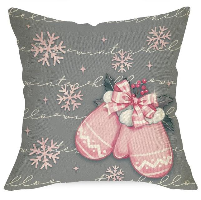 

Рождественская наволочка Серая Розовая Рождественская елка Рождественская снежинка Креативные буквы Дом Диванная подушка 45 * 45Cm without pillow core