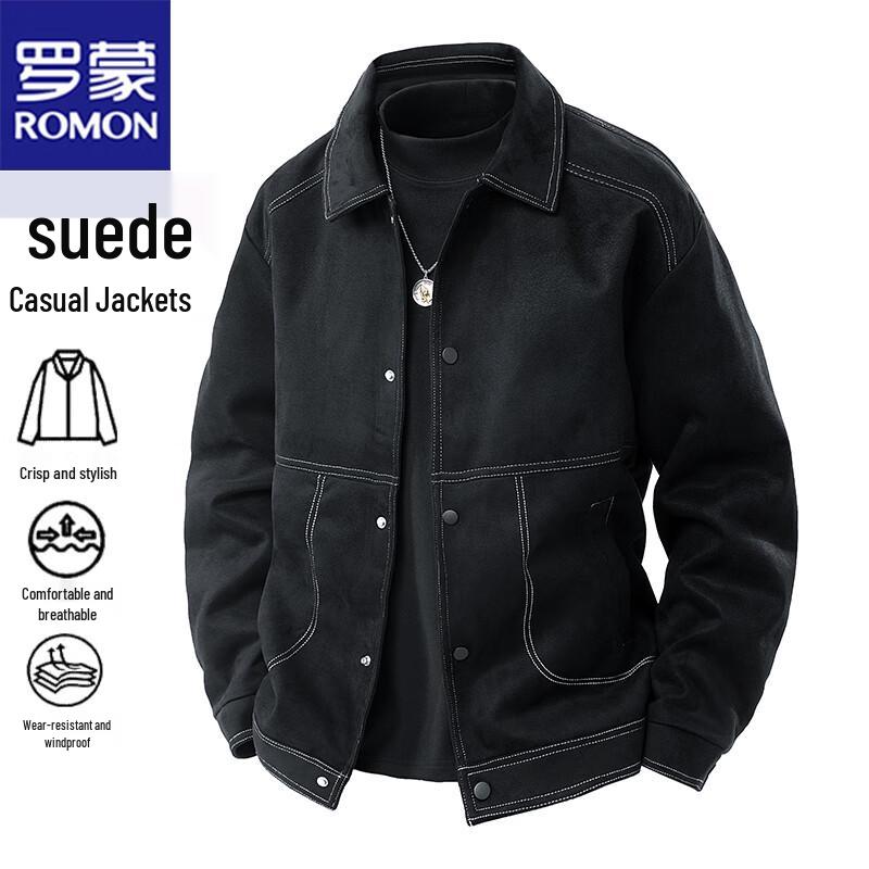 

ROMON Men s Suede-Look Lapel Jacket 2XL