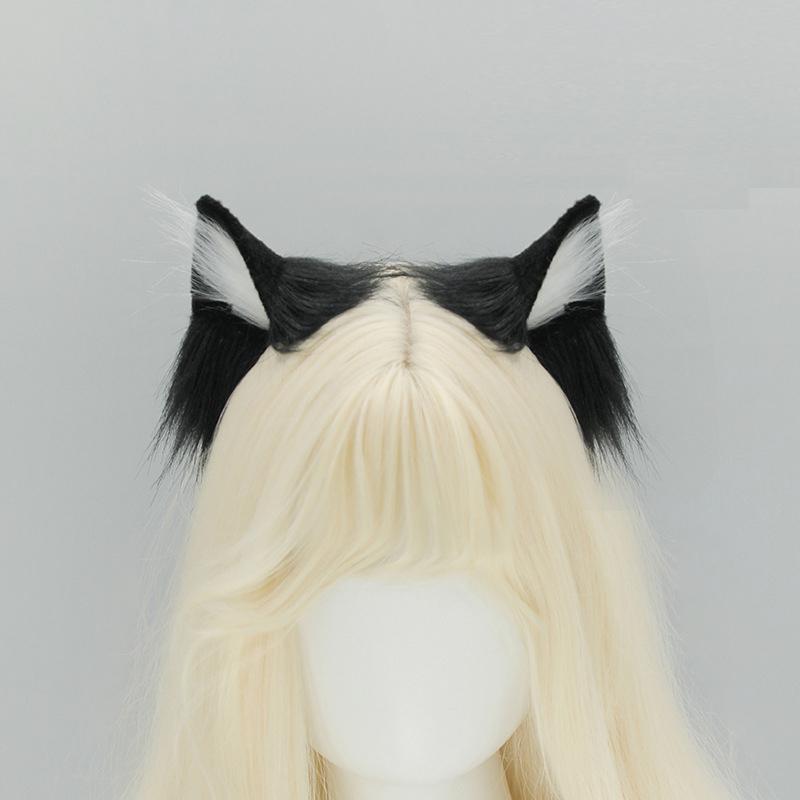 Archi Travail Manuel NEKOPARA Vanilla Bandeau Poilu Queue Servante Oreilles de Chat Blancs Accessoire de Tête Peluche Fursuit Animal Accessoires de Performance Cosplay One Size black