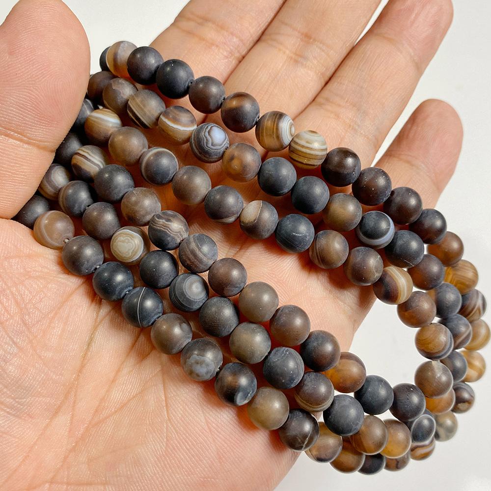 6 8 10 MM  Matte Natural Stone Beads Polished Blue Stripes Agates Stone Beads Diy Spacer Loose Beads for Jewelry Making Bracelet