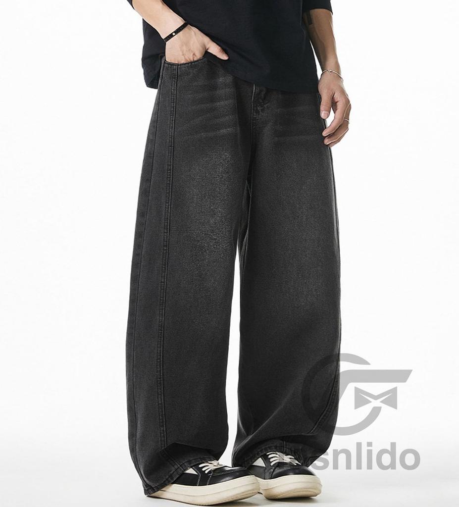 Wide Leg Long Straight Loose Solid Plus Winter Black [F fasnlido] Men's Jeans, Pants, Fit, Fit, Color, Sizes, Cotton, Spring, Summer, Fall, (JP,
