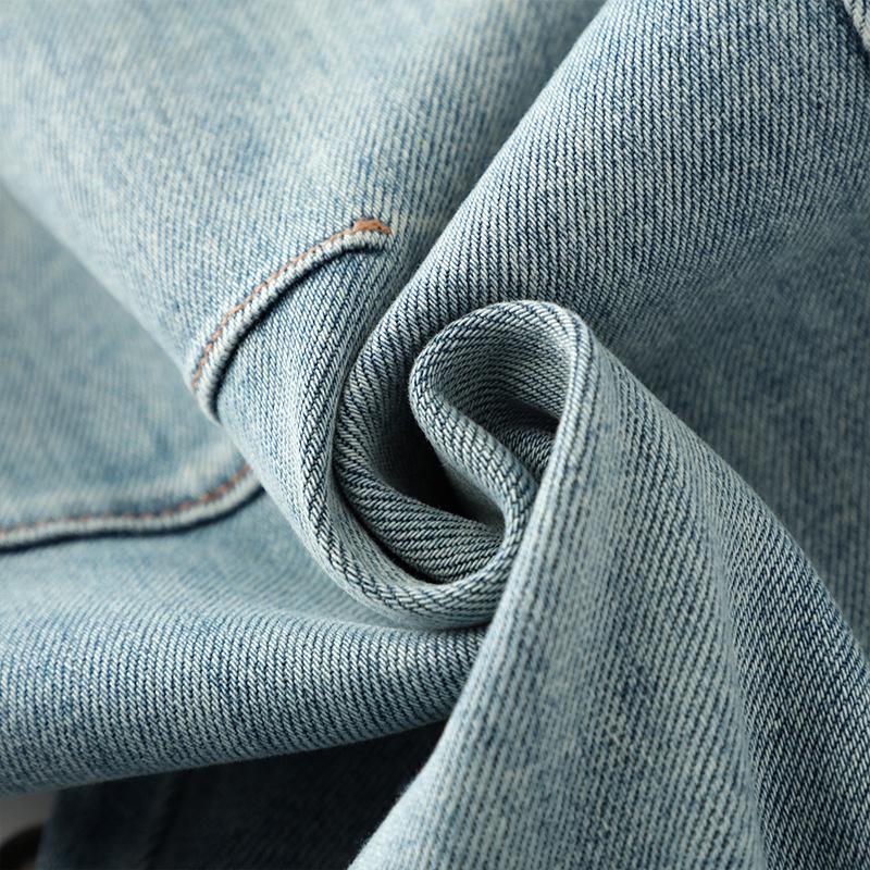 Women's Light Blue Extra-Long Curved Straight-Leg Jeans - 2025 Spring/Autumn Loose Wide-Leg Style