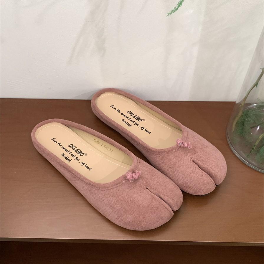 Gentle evening wind pig's trotters split-toe shoes women's 2025 summer new suede Korean version soft sole light mouth half slippers