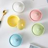 Ceramic Soufflé With Lid Small Baking Bowl Double Skin Milk Steamed Egg Bowl Pudding Bowl Baking Cake Bowl Dessert Bowl Bird'S Nest Cup