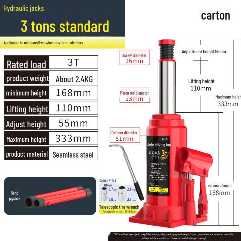 Jiajiale 2-тонный гидравлический автомобильный домкрат с 5-тонной ручкой для грузовика