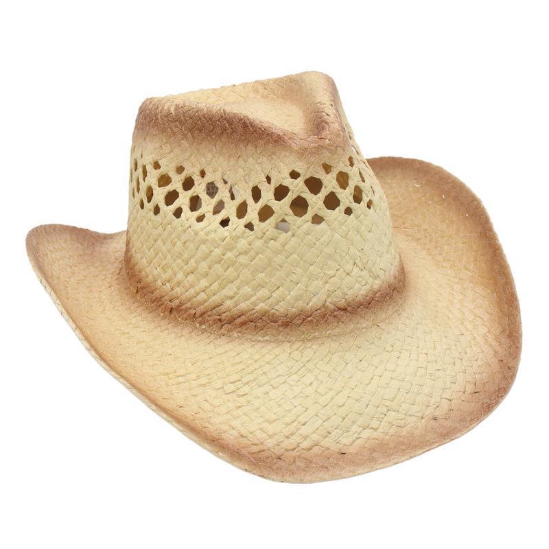 Ethnic Style Pink Beach Hat Seaside Western Cowboy Straw Hat Sun Protection Visor Jazz Hat Men And Women