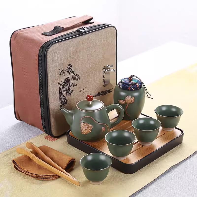 Jianglai Ceramic Relief Travel Tea Set