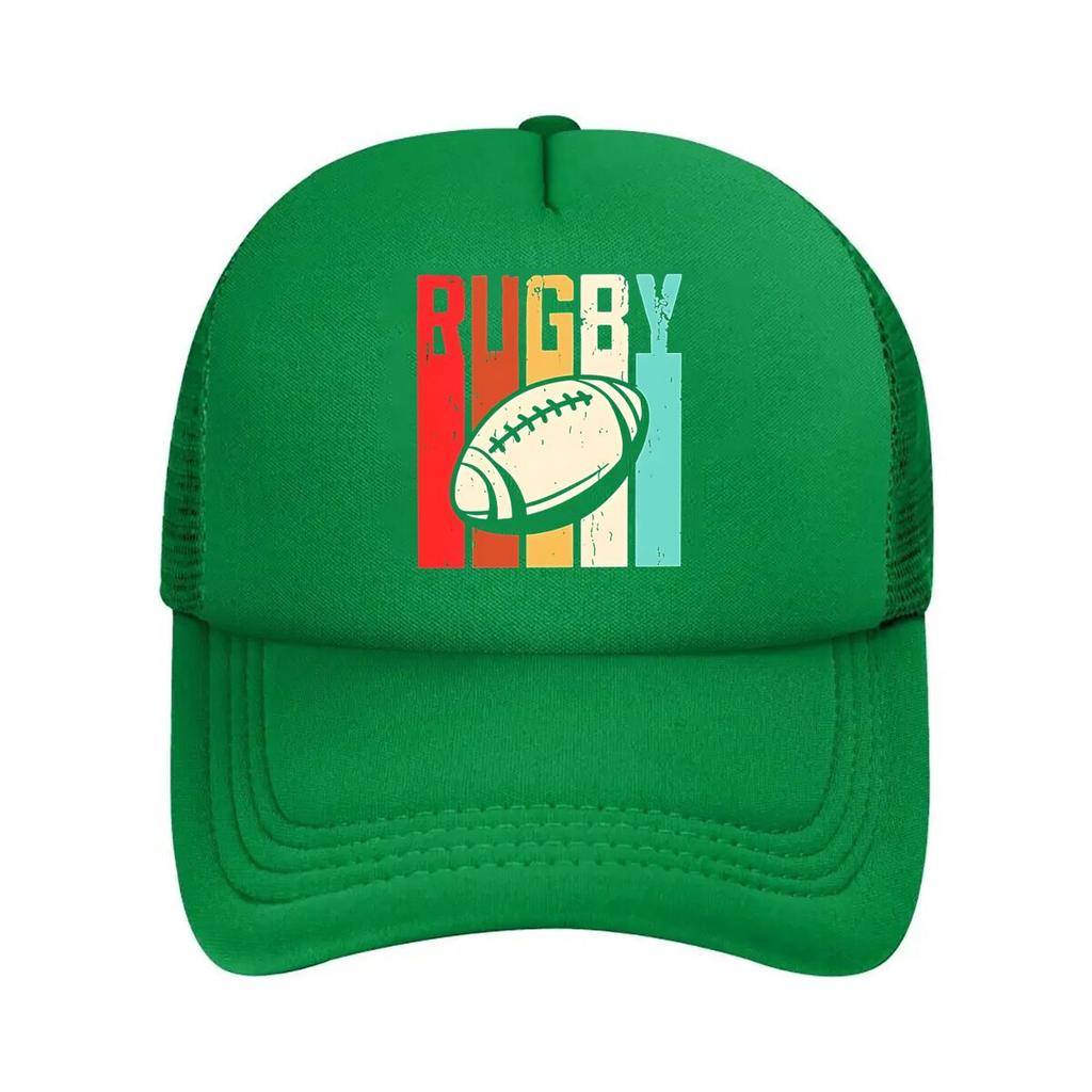 Retro Rugby Graphic  Mesh Baseball Cap Dad Hat Hip Hop Snapback Cap