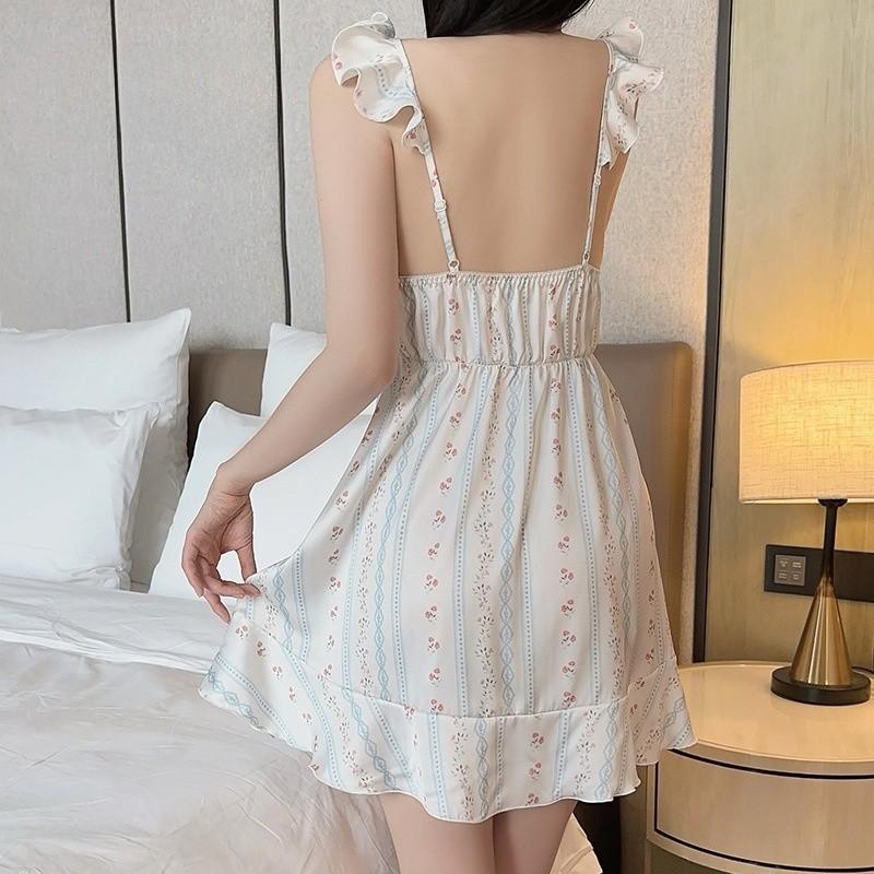 Satin Sleep Dress For Women With Lace Detailing And Vneck For Home And Lounge Relaxation