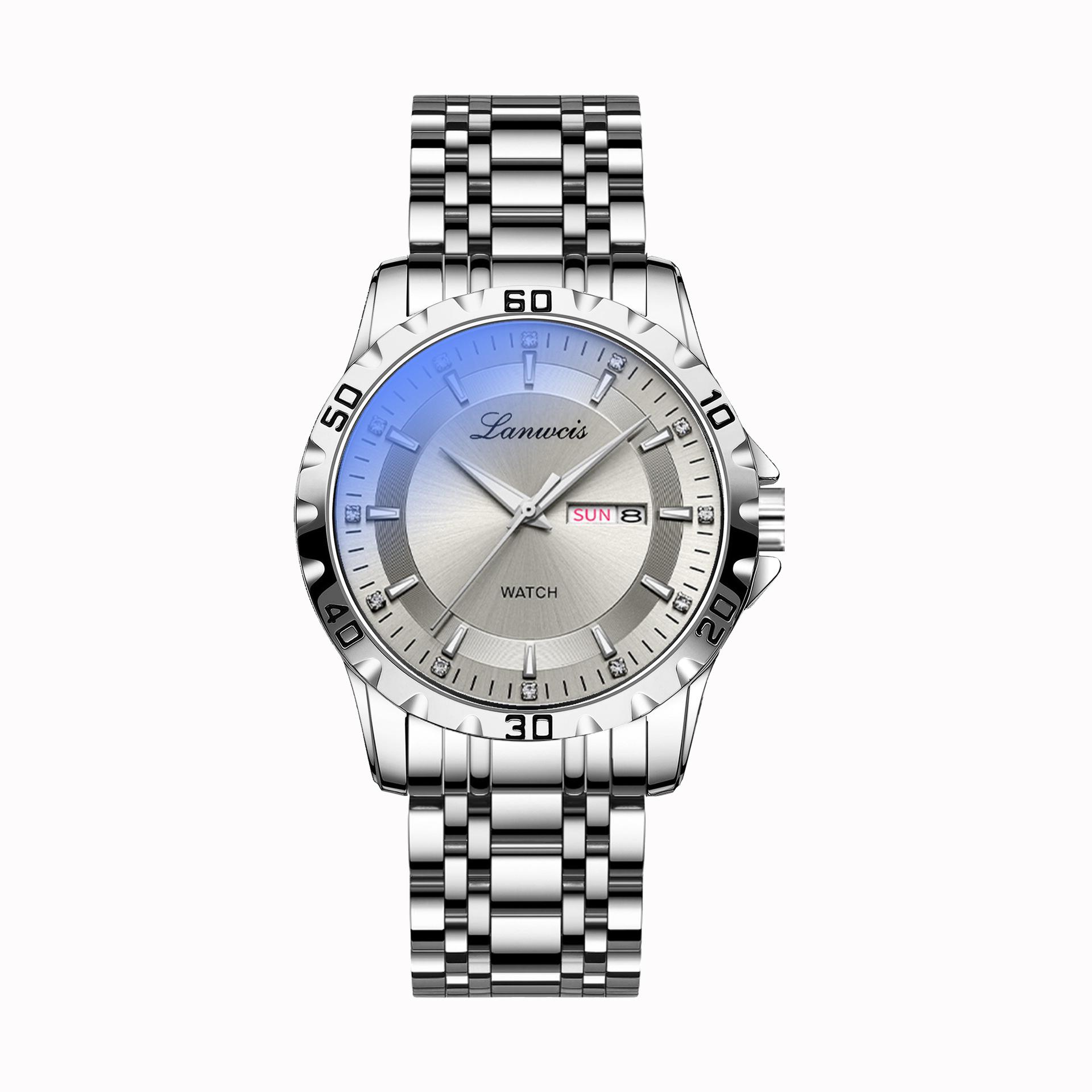 Men s Casual Fashion Steel Band Luminous Waterproof Business Watch