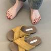 2025 New Flat-bottomed Crossed Slippers for Women To Wear Seaside Vacation Leisure Beach with Skirt One-word Slippers