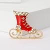 Christmas Enamel Skate Brooches for Women Unisex Rhinestone Everyday Use Pin Event Party Backpack Decoration Clothes Accessories