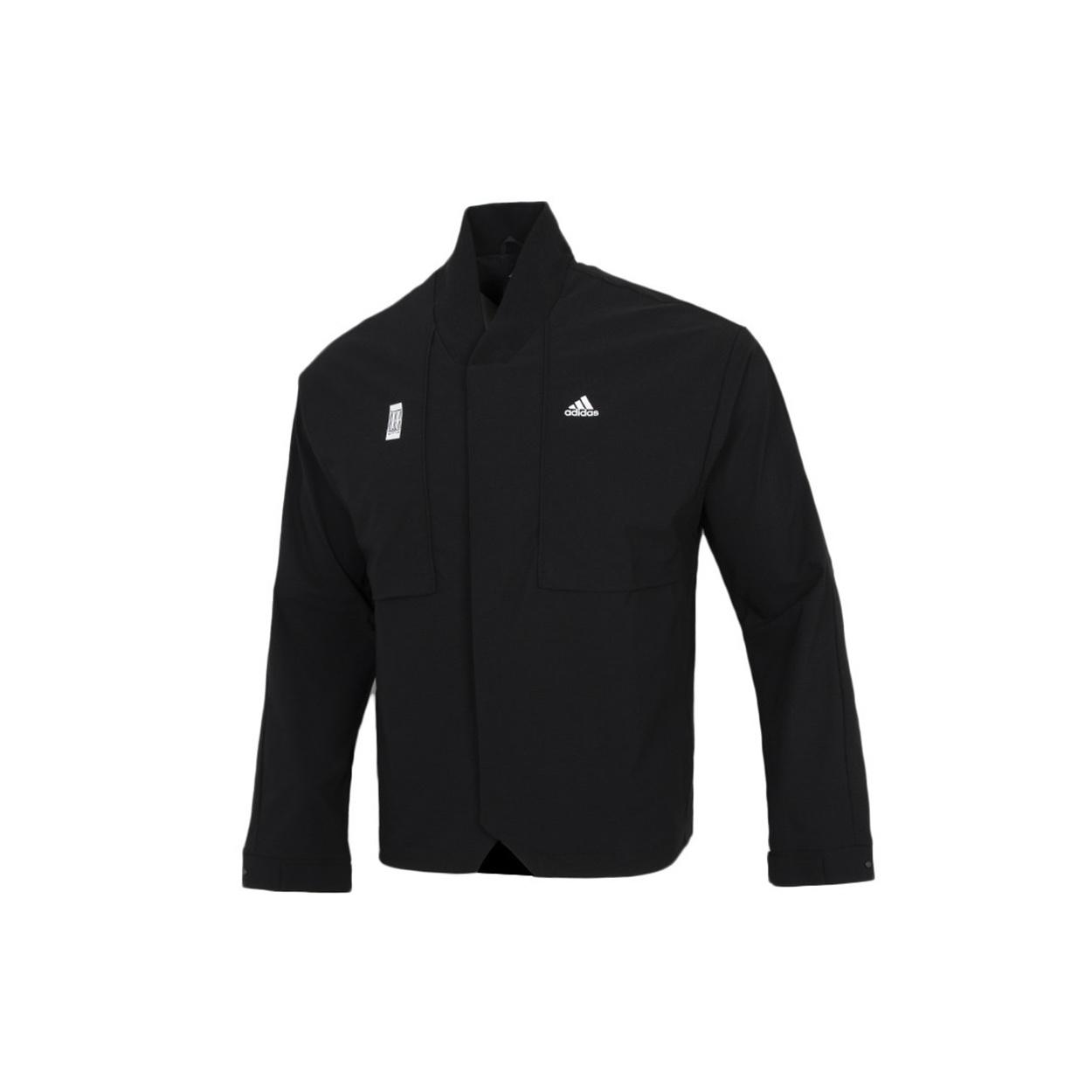 adidas Splicing Solid Color Athleisure Casual Sports Jacket Black Men s H39338 L