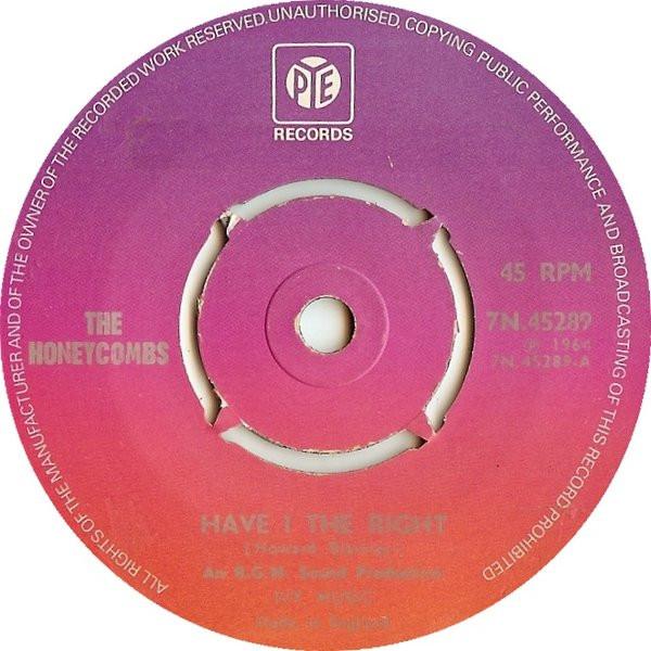 

7inch Record HONEYCOMBS - Have I The Right 7N45289 Pye Records 1973 UK Rock Used