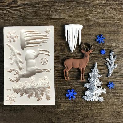 Mold Elk Shaped Silicone Mold Christmas Silicone DIY Epoxy Christmas Series Cake Baking Decoration Chocolate Mold