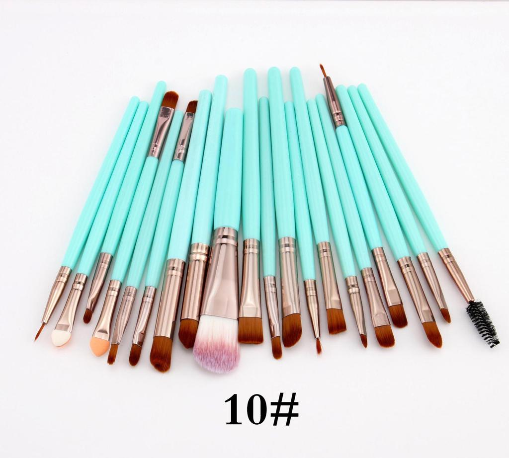 20-Piece Eye Makeup Brush Set: Includes Eyebrow, Foundation, Eyeshadow, Lip, and Contour Brushes.