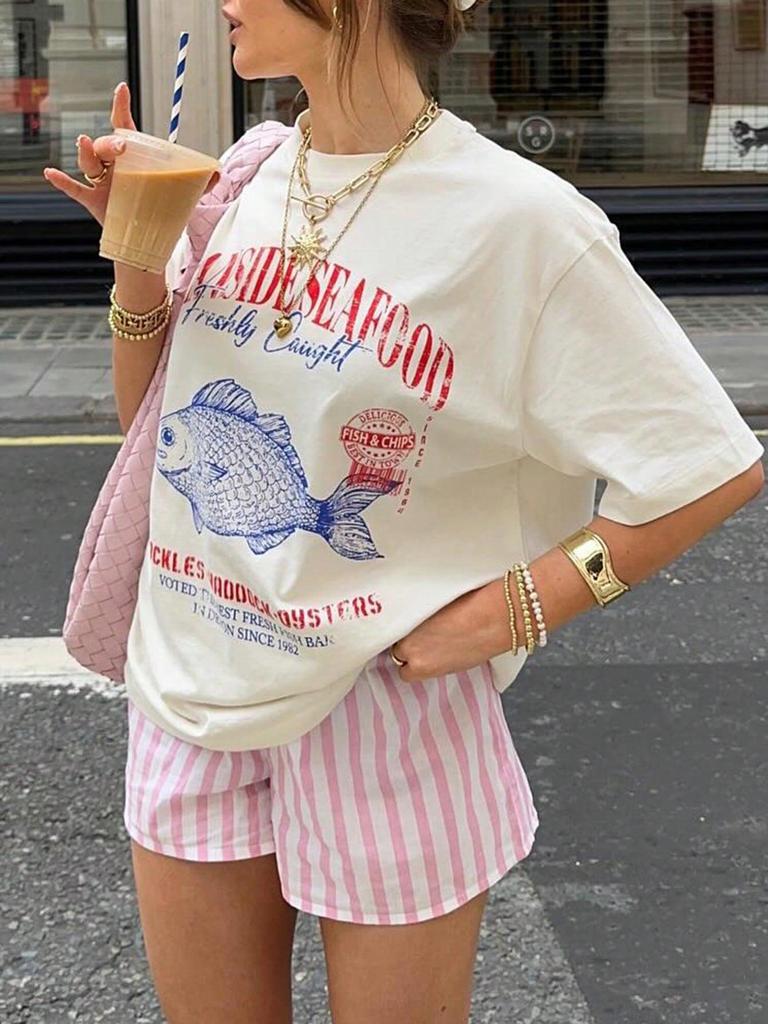 Summer Casual Seafood Print T-Shirt for Men