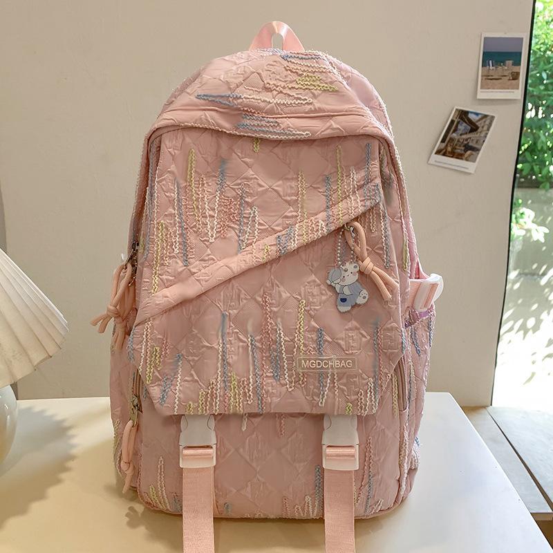 Schoolbags for Children Elementary School Students  Girls with High Looks  Ins Splicing Junior High School Students with High School Backpacks