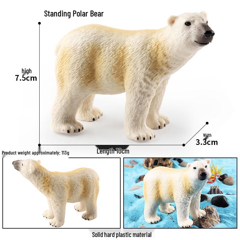 Wild Safari Animal Figurines: Giraffe, Elephant, Rhinoceros, Brown Bear, Tiger, Lion, Leopard, Hippopotamus - Solid Cognitive Toys