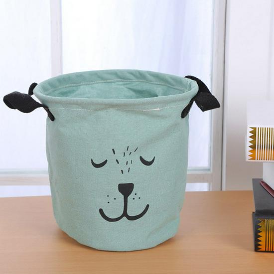 Cotton Linen Waterproof Round Laundry Hamper - Foldable Dirty Clothes Basket Storage Bag