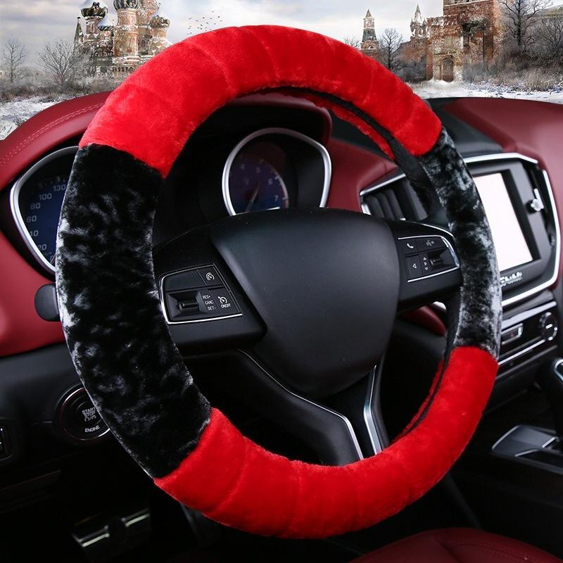 Winter Super Soft Plush Warm Faux Fur Universal Creative stitching Auto Handlebar on the Steering-Wheel Car Steering Wheel Cover